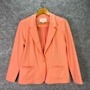 Liverpool Los Angeles Blazer Womens XL Coral Ponte Knit One Button Jacket Office